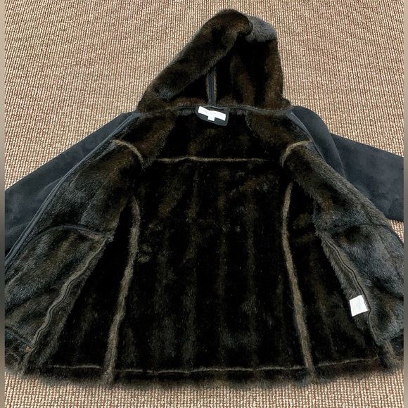 Women’s Small Jones New York Faux Suede Faux Fur Hooded Jacket - Picture 9 of 16